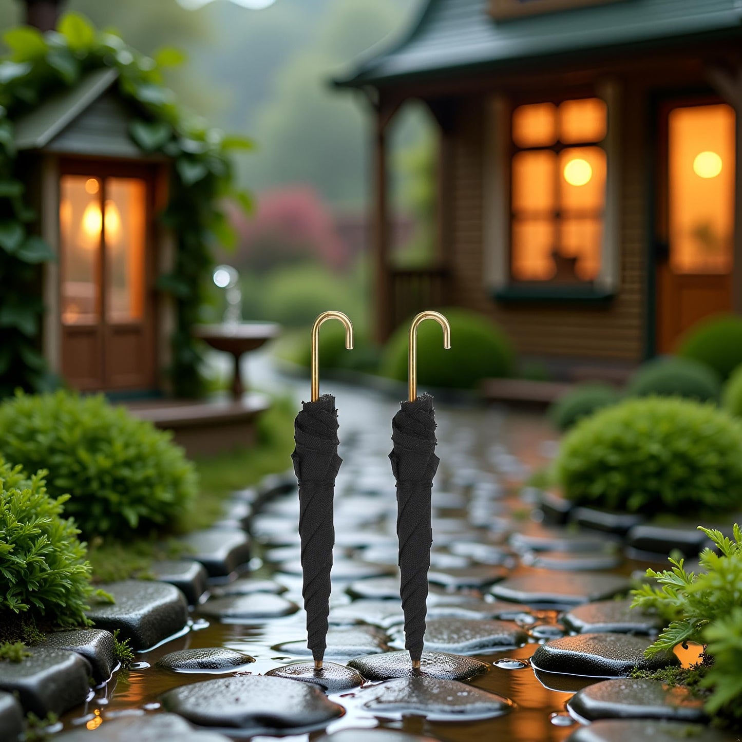 2 Pcs Black 1:12 Dollhouse Miniature Umbrella,Mini Cloth Umbrella Doll House Dollhouse Mini Furniture Decorative Accessories,Doll Umbrella,Dollhouse