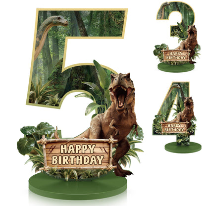 Dinosaur Table Decorations, Dinosaur Centerpieces for 5th Birthday Decorations for Boys Dino Theme Number Sign Party Supplies Photo Props (Number 5)
