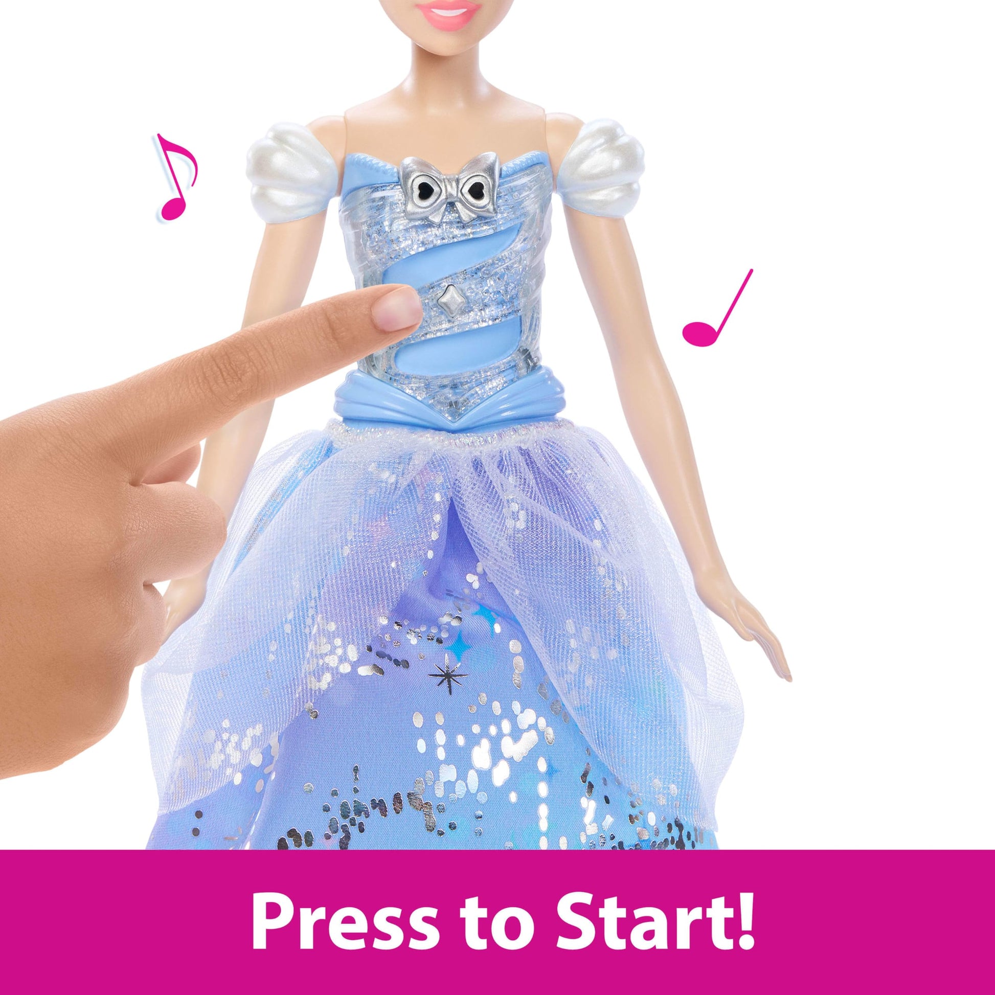 Mattel Disney Princess Cinderella Light-Up Dress Fashion Doll with Sounds & Magic Wand Activation, Enchanted Ballgown Cinderella Inspired by Movie