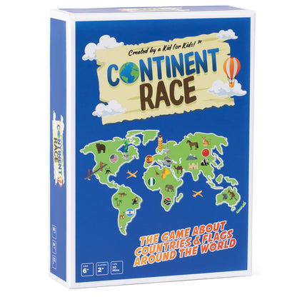 Continent Race Geography Educational Board Game for Kids, Tweens, Family, Friends, Teachers and Classrooms - Learn About Flags & Countries Around
