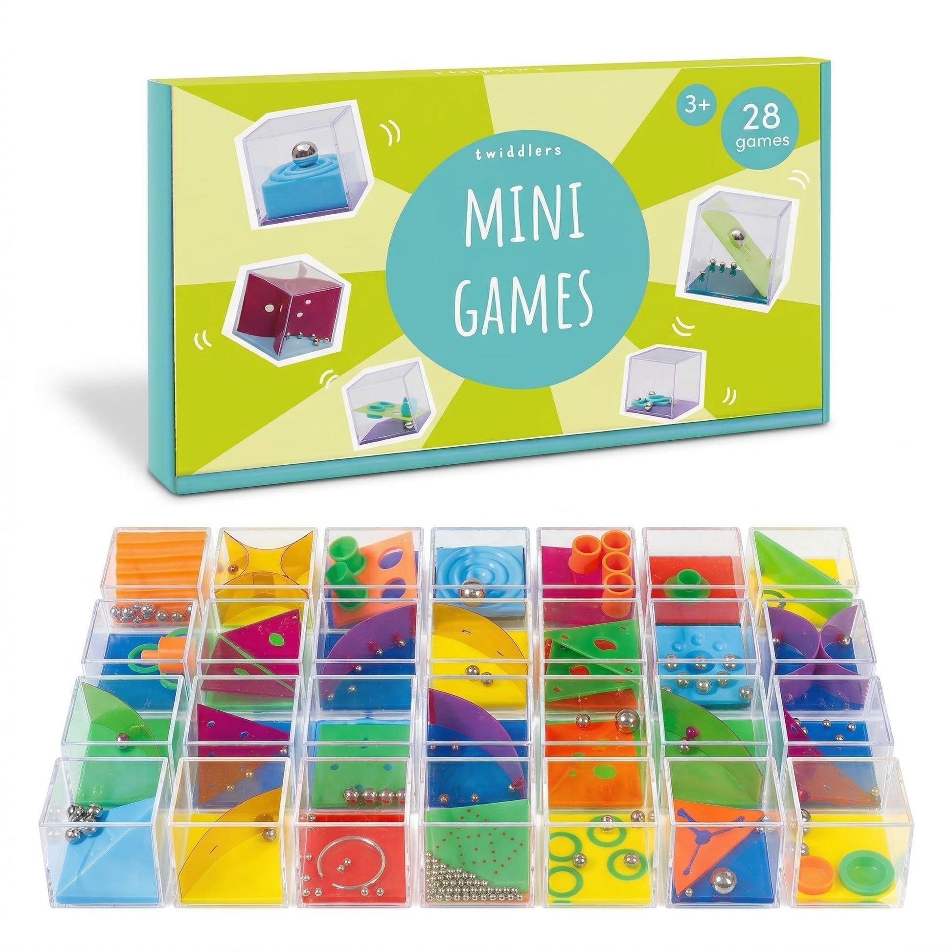 THE TWIDDLERS 28 Pack Brain Teaser Puzzle Cubes, Kids Party Favors - Assorted Difficulty Levels, Christmas Goodie Bag Fillers, Birthday Party Toys