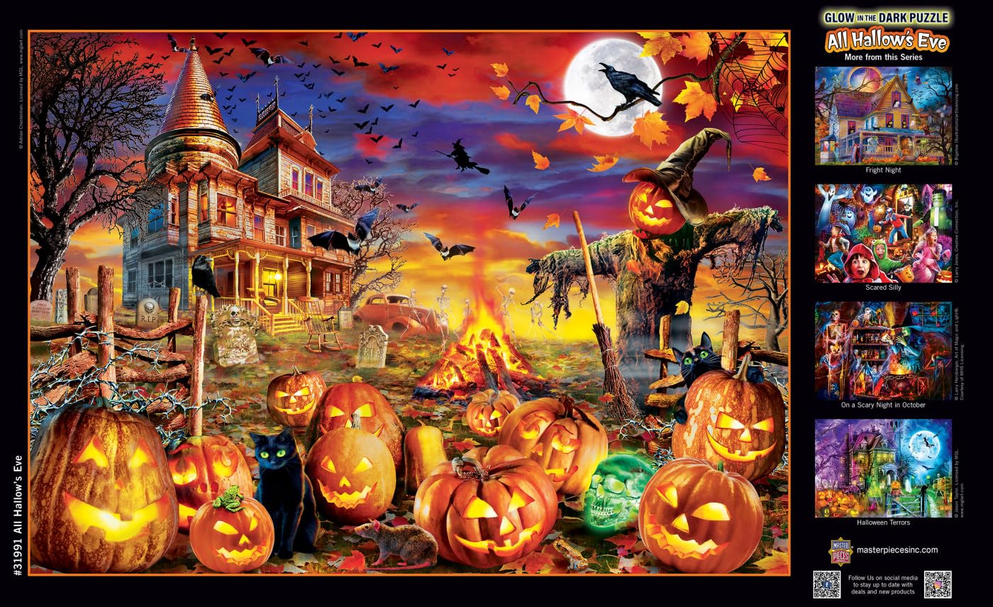 MasterPieces 500 Piece Glow in The Dark Halloween Jigsaw Puzzle - All Hallow's Eve - 15"x21"