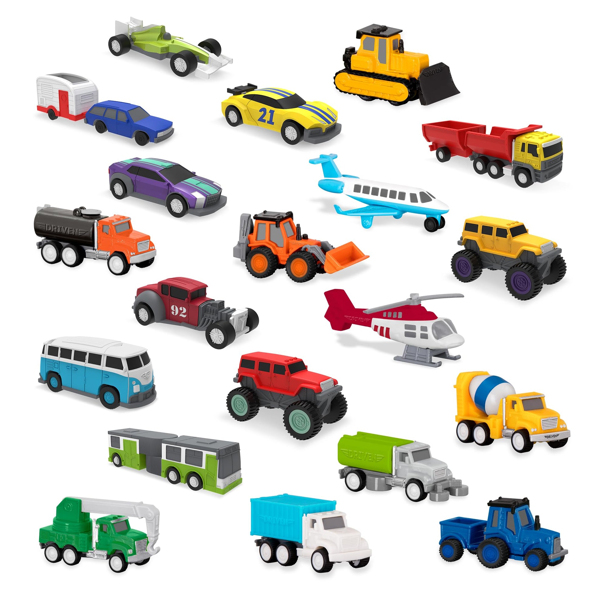 Driven by Battat Pocket Fleet 1 Mini Toy Vehicles 20-Pack Set, Trucks