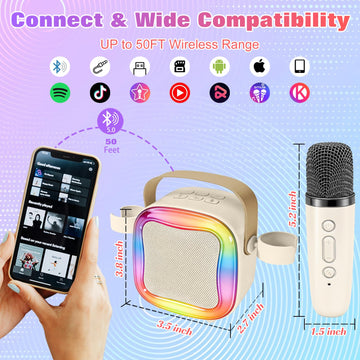 Portable Karaoke Machine for Kid: Child Toy Girl Age 3-12 Gift(Light Beige)