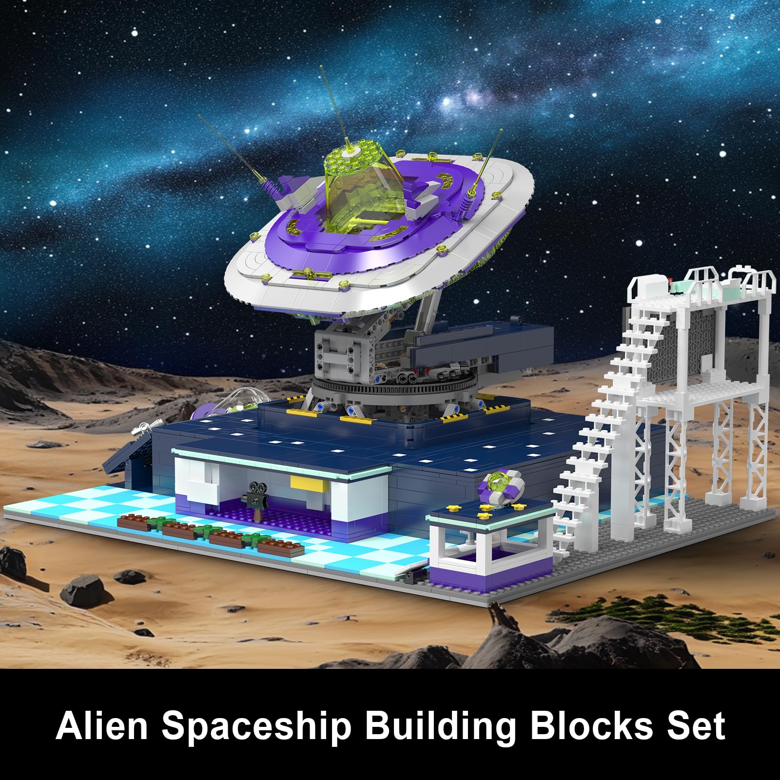 Mould King Spaceship Building Sets, Flying Object Model Kit, Collectible Home Decoration Building Set, Creative Play Space Toy Gift for Teens