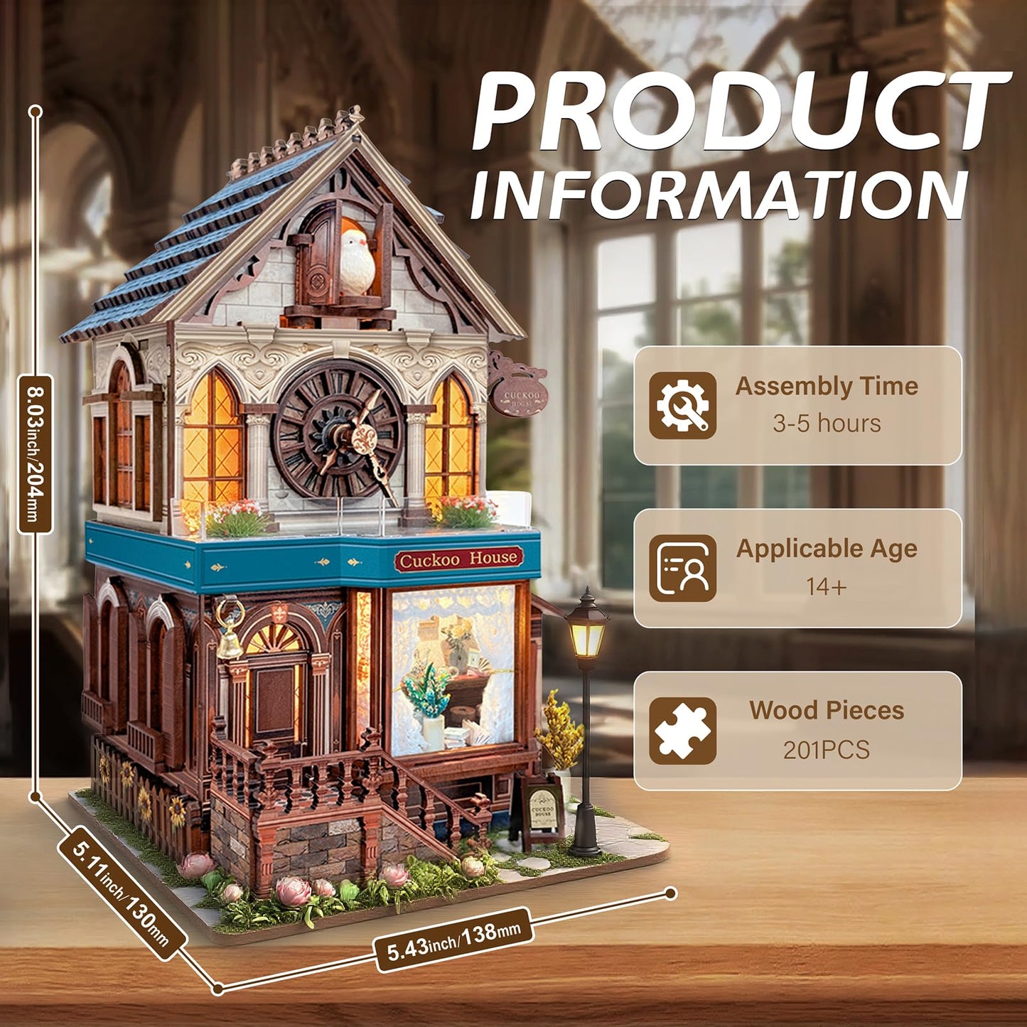 UFLJPKS Book Nook Kit for Adults and Teens, DIY Miniature House Kit with Led Light, 3D Wooden Puzzles for Adults, Wood Gifts for Family