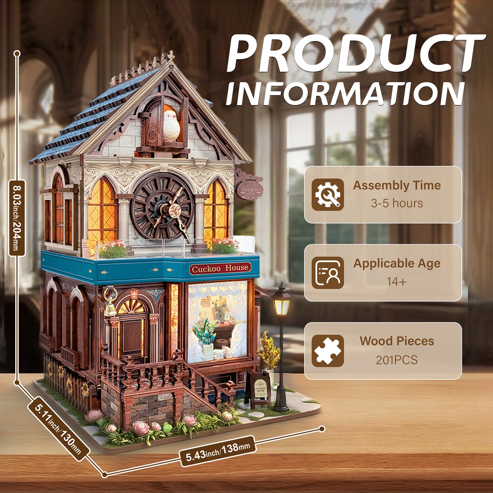 UFLJPKS Book Nook Kit for Adults and Teens, DIY Miniature House Kit with Led Light, 3D Wooden Puzzles for Adults, Wood Gifts for Family