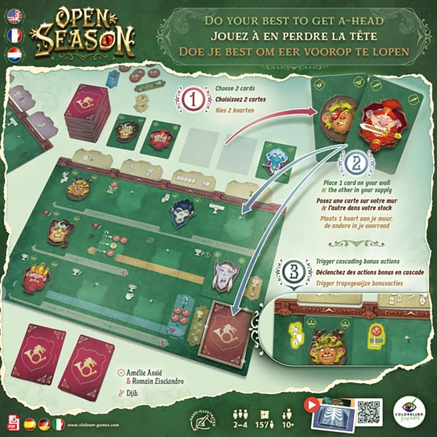 Sit Down Games: Open Season - Strategy Board Game, Card Collection & Chaining, Play As A Monster, Fantasy, Fast Play, Ages 10+, 2-4 Players, 30+ Min