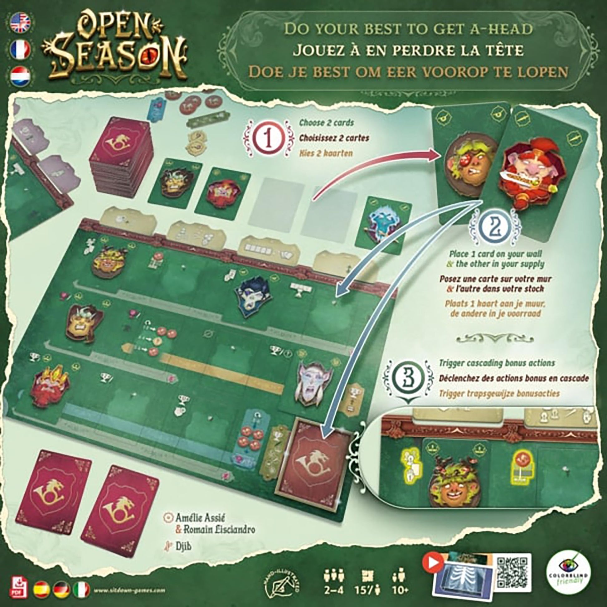 Sit Down Games: Open Season - Strategy Board Game, Card Collection & Chaining, Play As A Monster, Fantasy, Fast Play, Ages 10+, 2-4 Players, 30+ Min