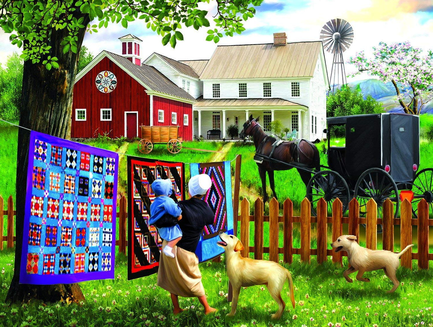 SUNSOUT INC - Family Homestead - 500 pc Jigsaw Puzzle by Artist: Tom Wood - Finished Size 18" x 24" - MPN# 28769