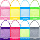 meekoo 8 Pcs 11.4 x 13.8 inch Colorful Mesh Beach Bags Seashell Collecting Bags with Adjustable Carrying Straps for Beach Shell Treasure Toy Storage