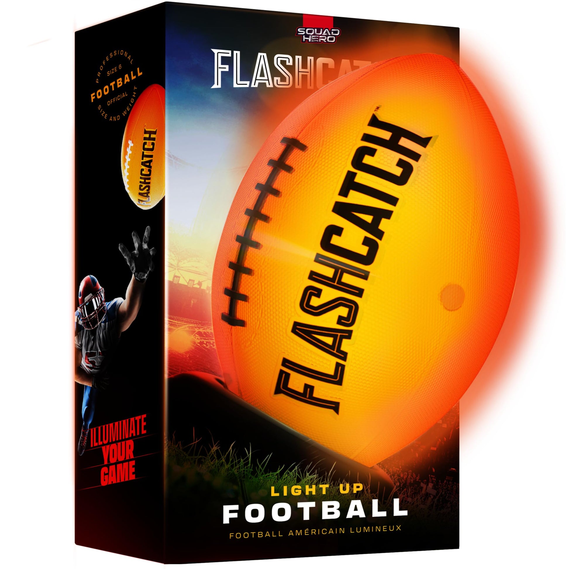 FlashCatch Light Up Football - Glow in the Dark Ball - NO 6 - Boys Gifts