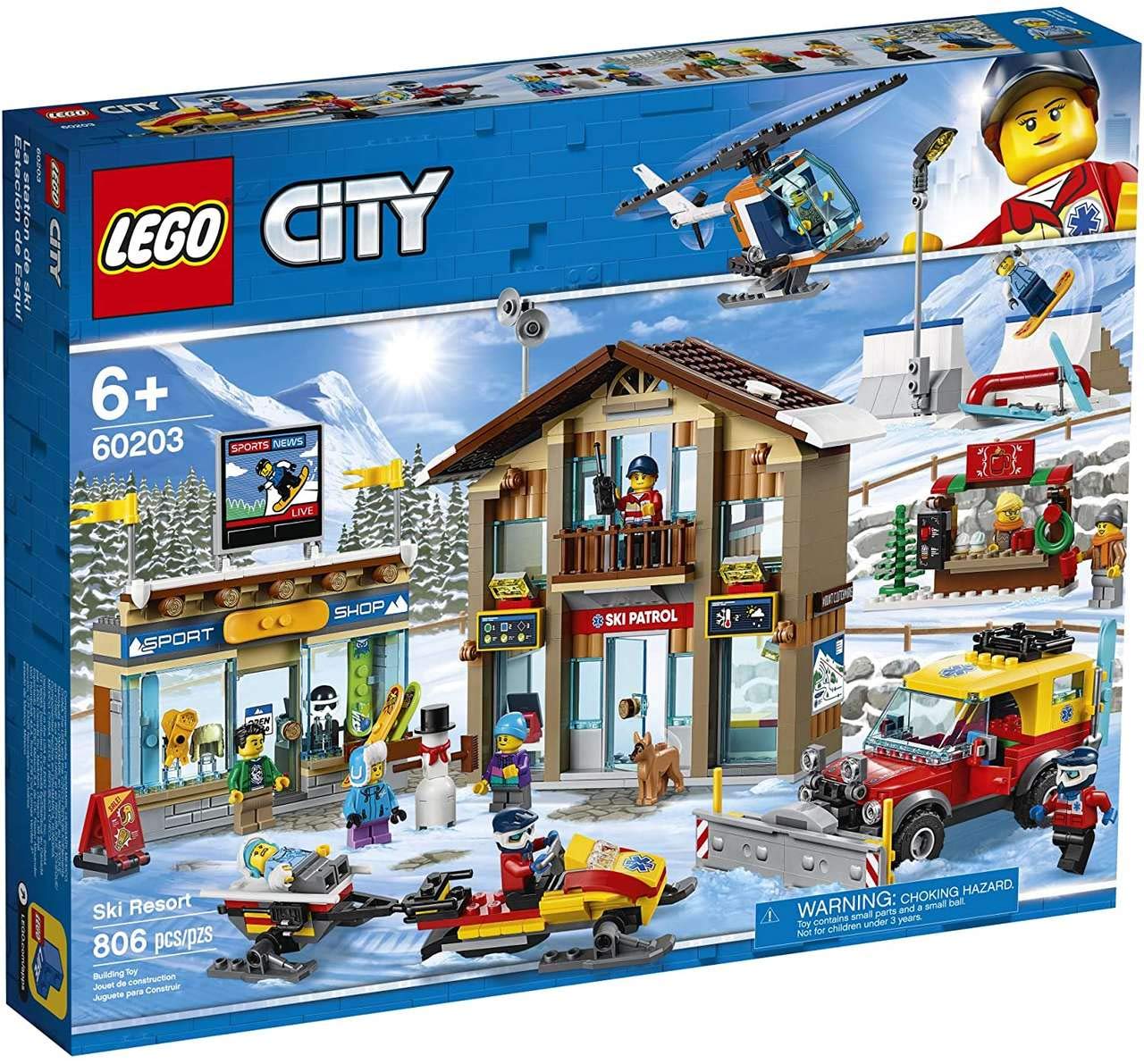 LEGO City Ski Resort 60203 Building Kit Snow Toy for Kids (806 Pieces)