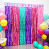 Satankya Cute Dollhouse Birthday Decorations, 2 Pack Dollhouse Party Photo Booth Prop, Purple Pink Teal Fringe Curtains Tinsel Photo Streamers