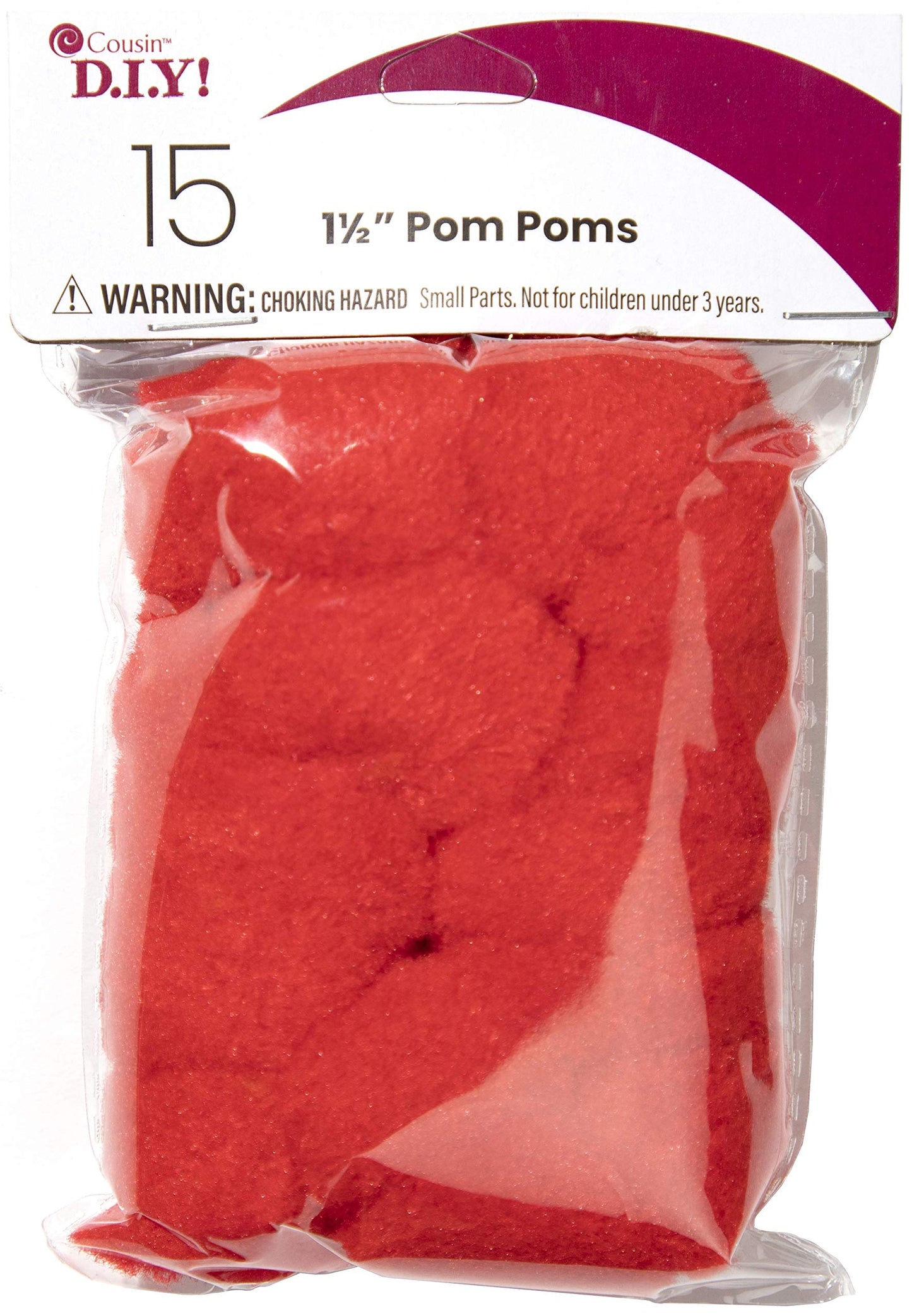 Red 1.5 inch Pom-Poms, 15 Pack