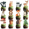 48 Woodland Cupcake Topper, Forest Animal Cupcake Toppers for Woodland Baby Shower Decorations, Neutral Forest Animals Gender Reveal Party Supplies