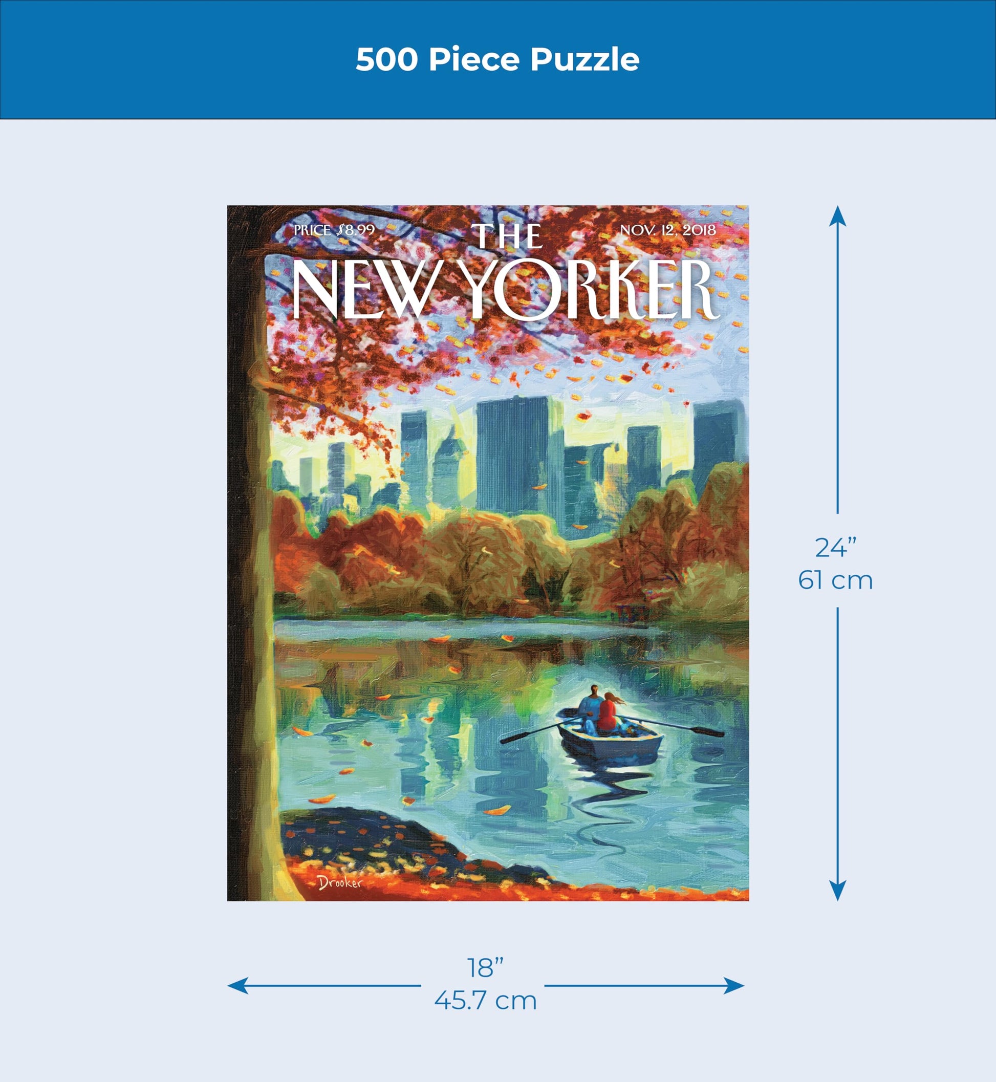 New York Puzzle Company - New Yorker Central Park Row - 500 Piece Jigsaw Puzzle for Adults by Eric Drooker
