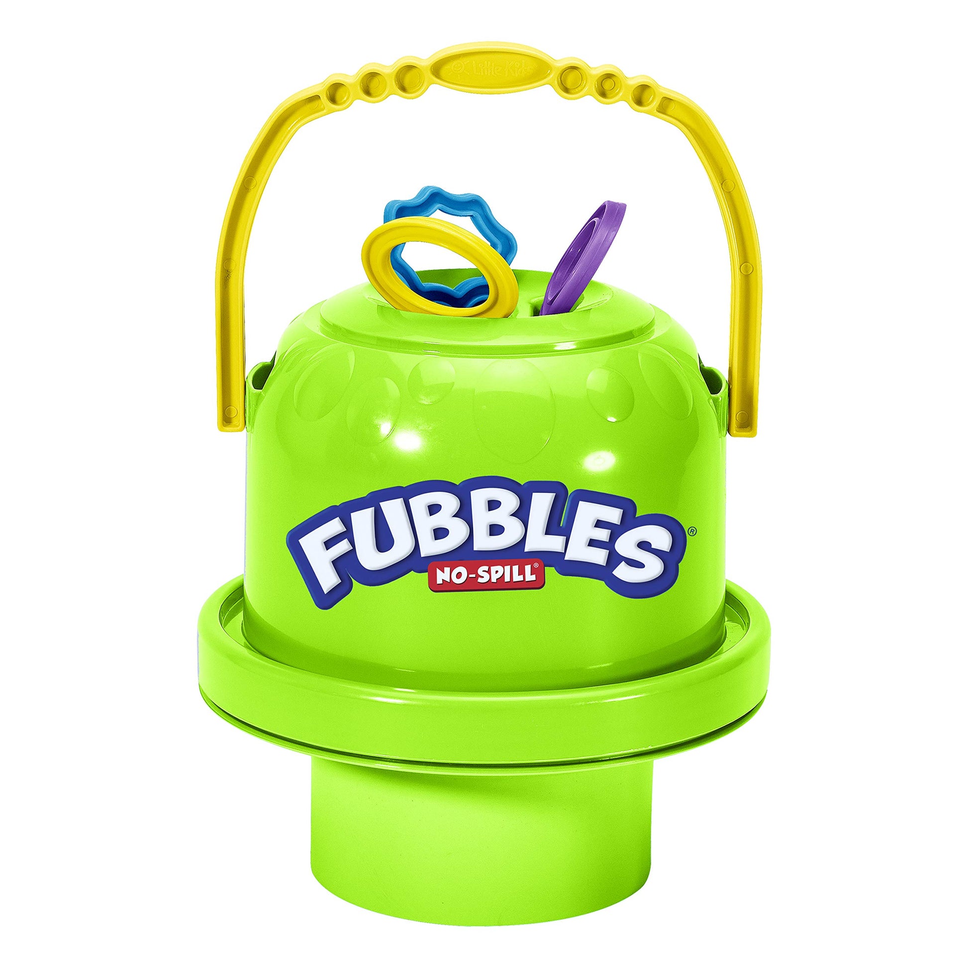 Fubbles Bubbles No-Spill Big Bubble Bucket in Green | Bubbles for Toddlers and Kids of All Ages | Includes Fubbles Bubbles Bucket and 3 Bubble Wands