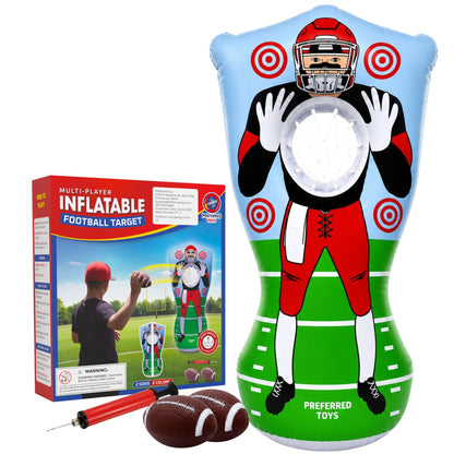 Preferred Toys 65 Inch Inflatable Football Target Toss for Kids, Red/Blue