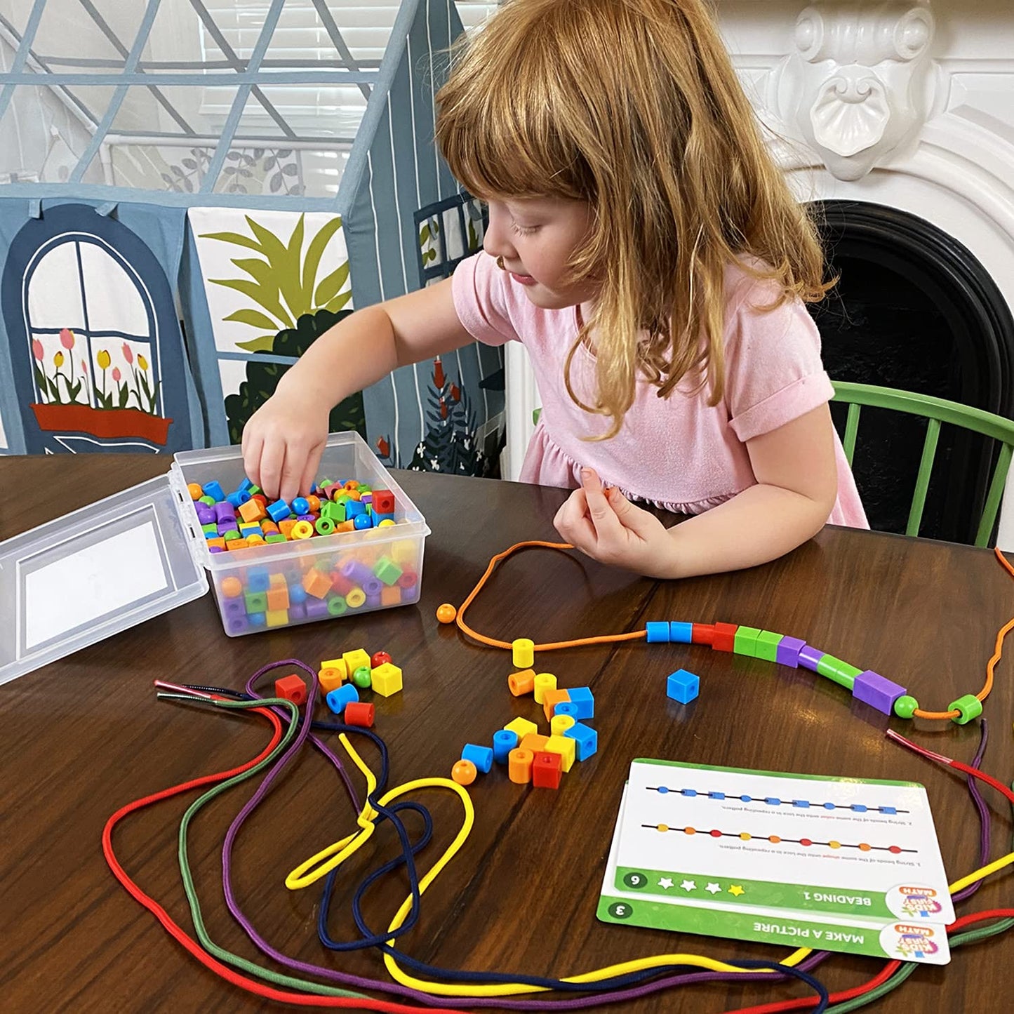 Kids First Math: Lacing Beads Math Kit w/Activity Cards | Develop Skills in Counting, Sorting, Sequencing, Pattern Recognition | Visual Hands-on Math