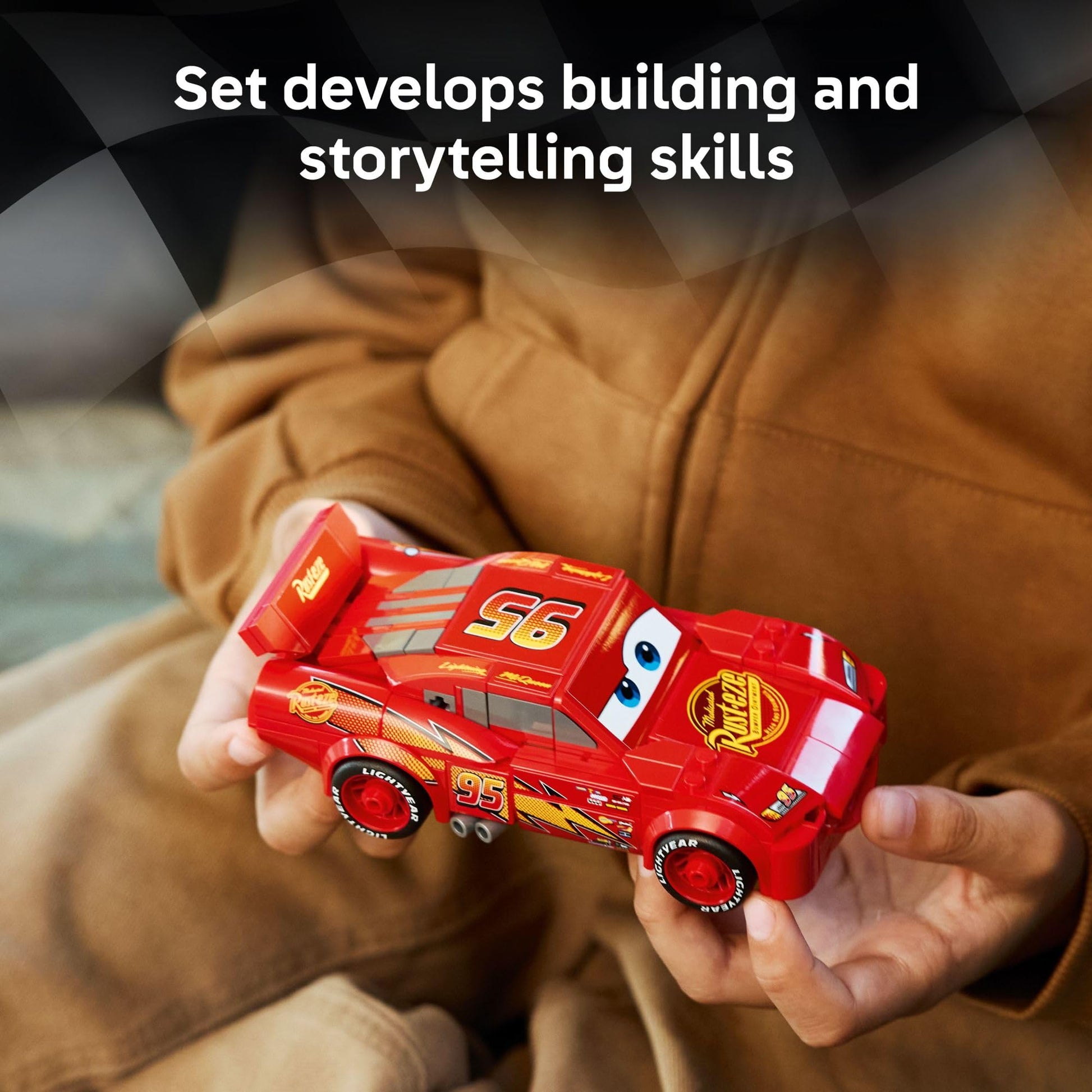 LEGO Speed Champions Lightning McQueen Toy - Disney Pixar Cars Building Blocks for Kids, Boys & Girls, Ages 9+ - Pretend Play Race Car & Bedroom Shelf