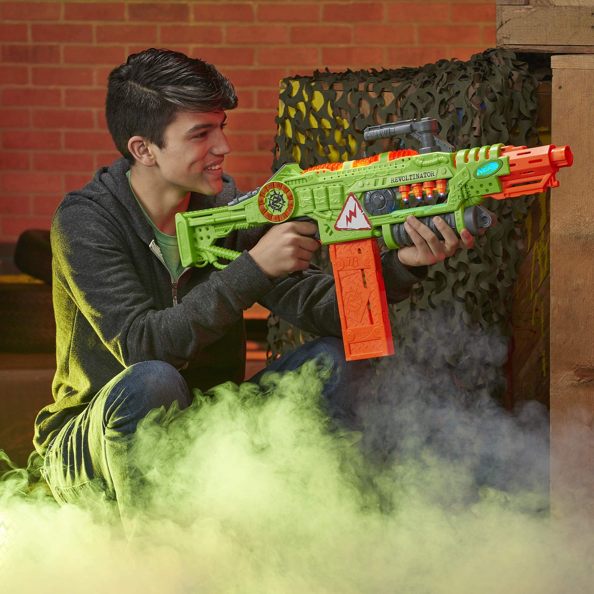 Nerf Revoltinator Zombie Strike Toy Blaster with Motorized Lights Sounds & 18 Official Darts for Kids, Teens, & Adults