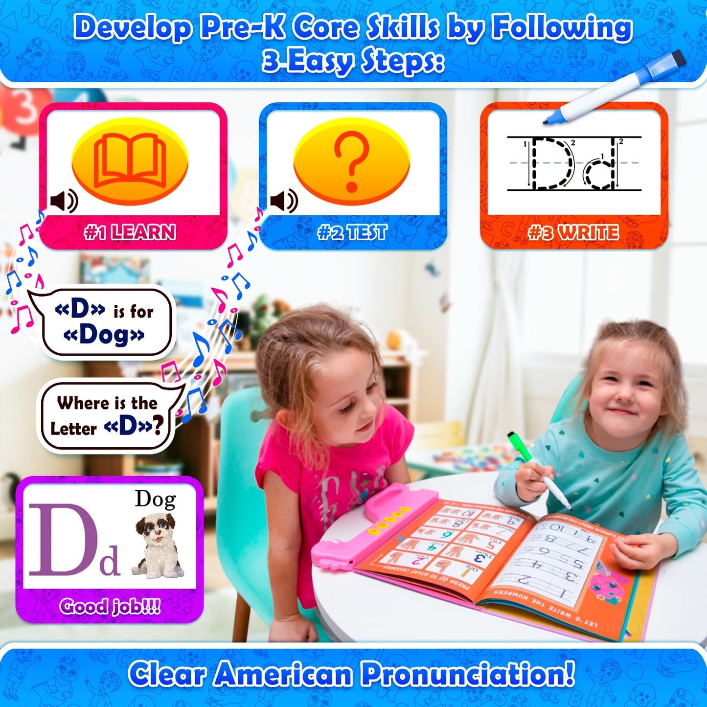 Curious 2 Learn ABC Learning for Toddlers | Learning Resources | English & Spanish Sound Book | Preschool Learning Activities | Educational Learning