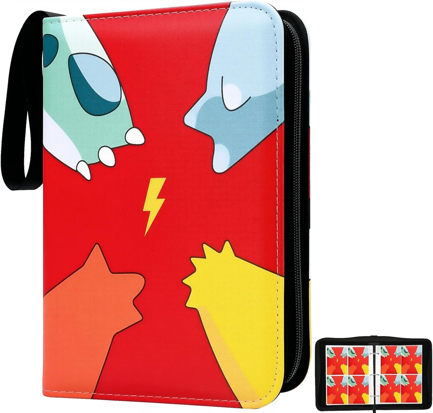 Trading Card Binder 4 Pocket,Card Binder 400 Pockets,Card Book Holder Cards with 50 Removable Sleeves,3-Ring Zip Design Collectible Trading Card