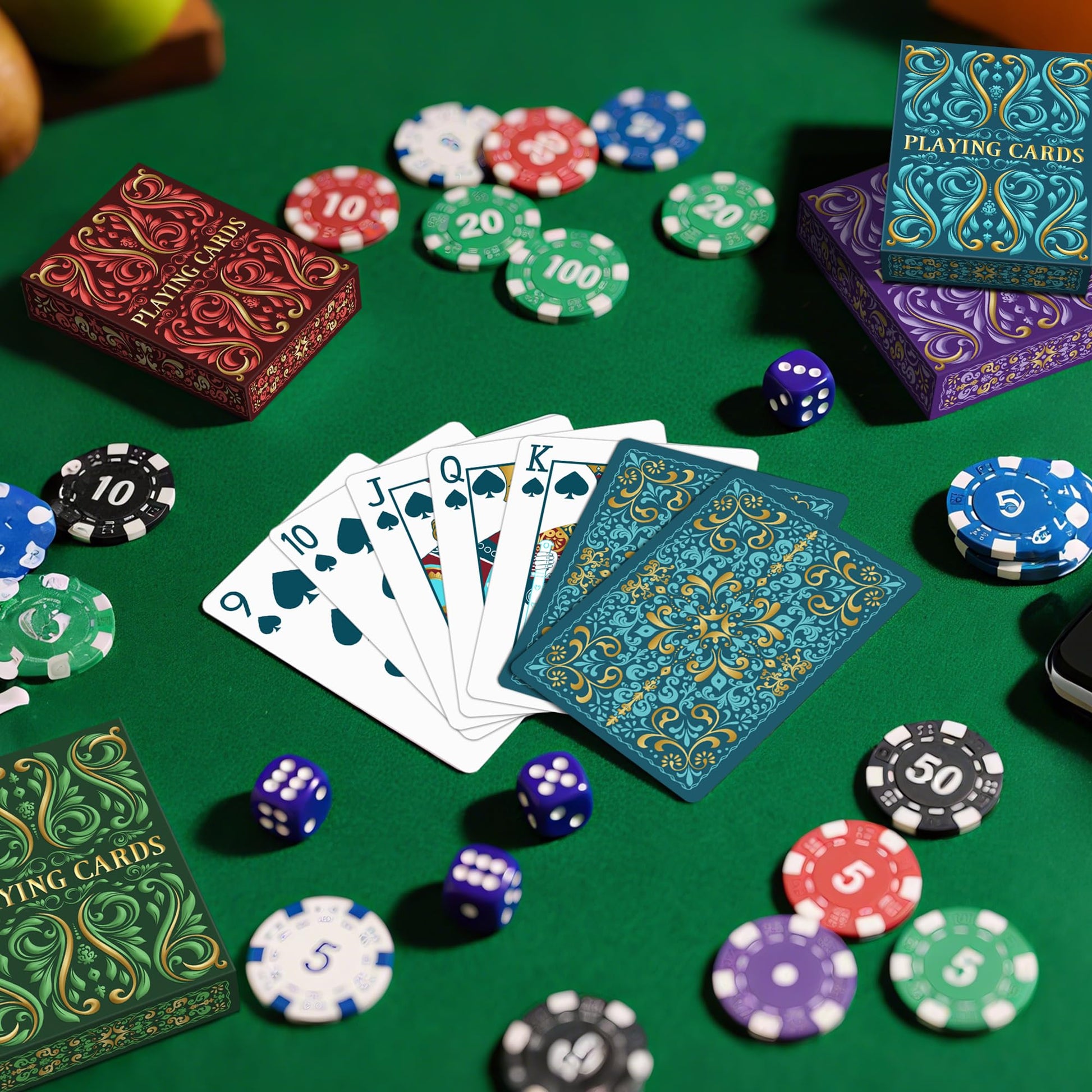 Playing Cards 12 Pack, Decks of Cards, Poker Size Standard Index Deck in 6 Unique Colors, Playing Cards Bulk for Family Game Night, Blackjack
