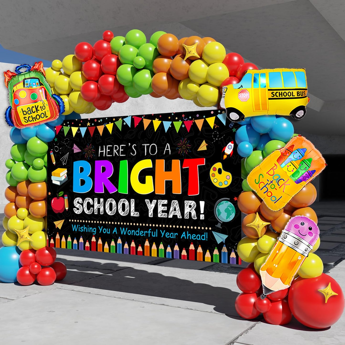 Back to School Decorations,159PCS Back to School Balloon Garland Arch kit with Large Backdrop Banner,First Day of School Decorations,Kindergarten