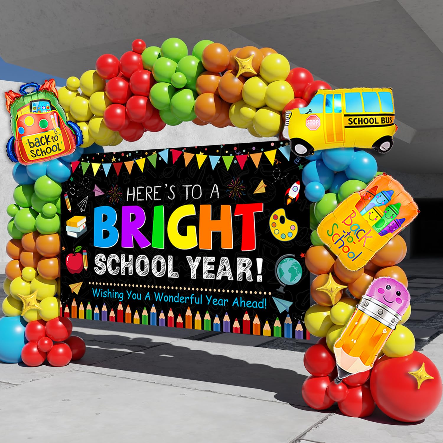 Back to School Decorations,159PCS Back to School Balloon Garland Arch kit with Large Backdrop Banner,First Day of School Decorations,Kindergarten