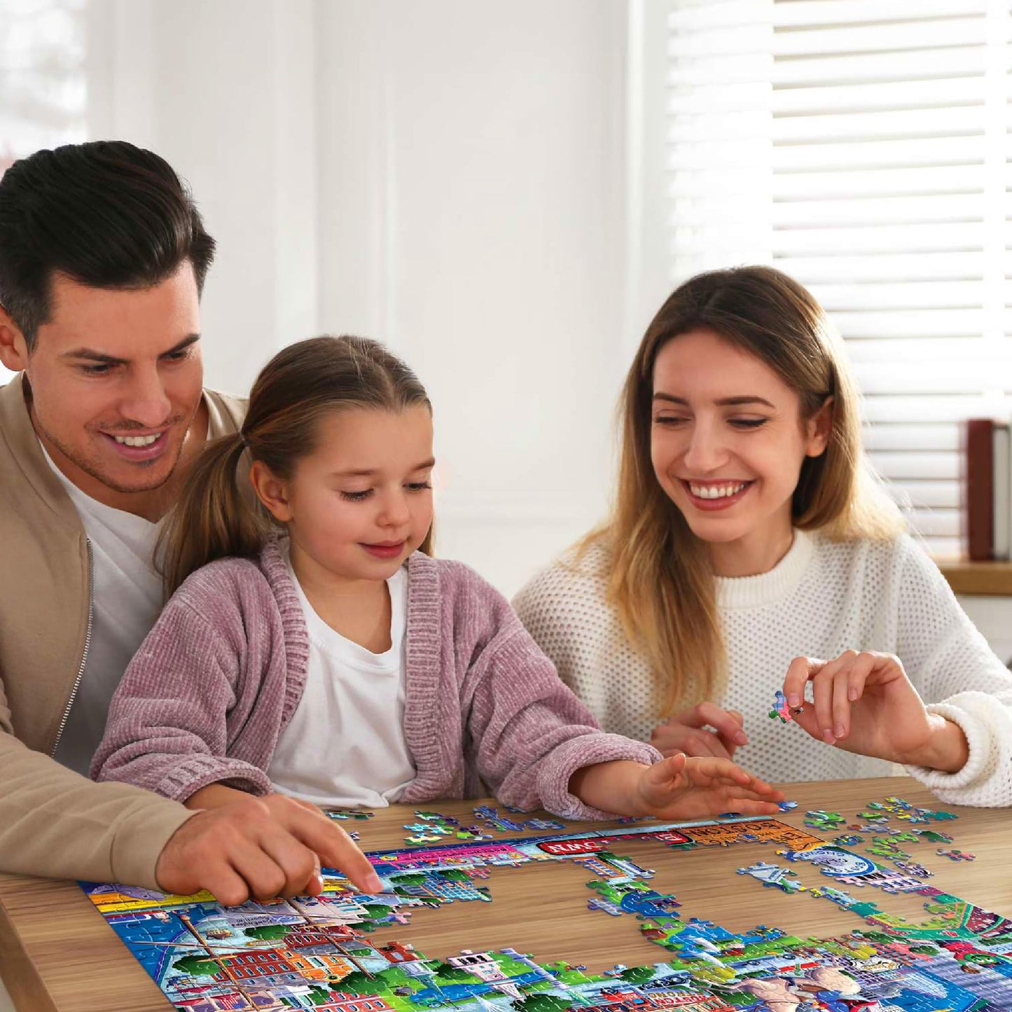 Boardwalk Boston 1000 Piece Jigsaw Puzzle Colorful Travel Massachusetts Puzzles with Premium Box, Gift for Adults and Family 19"x26"