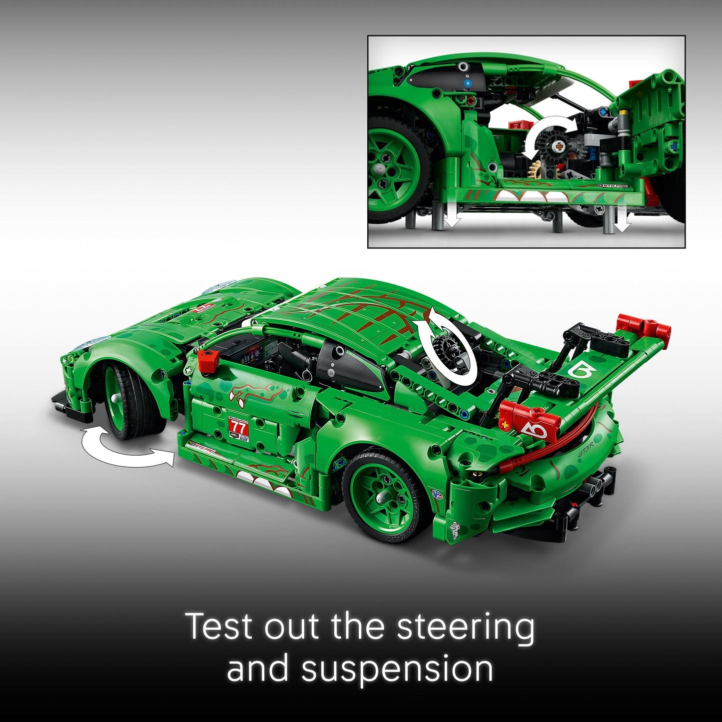 LEGO Technic Porsche 911 GT3 R Rexy AO Racing Car Building Toy for Boys & Girls - Car Toy W/Realistic Steering & 6-Cylinder Engine for Kids & Auto
