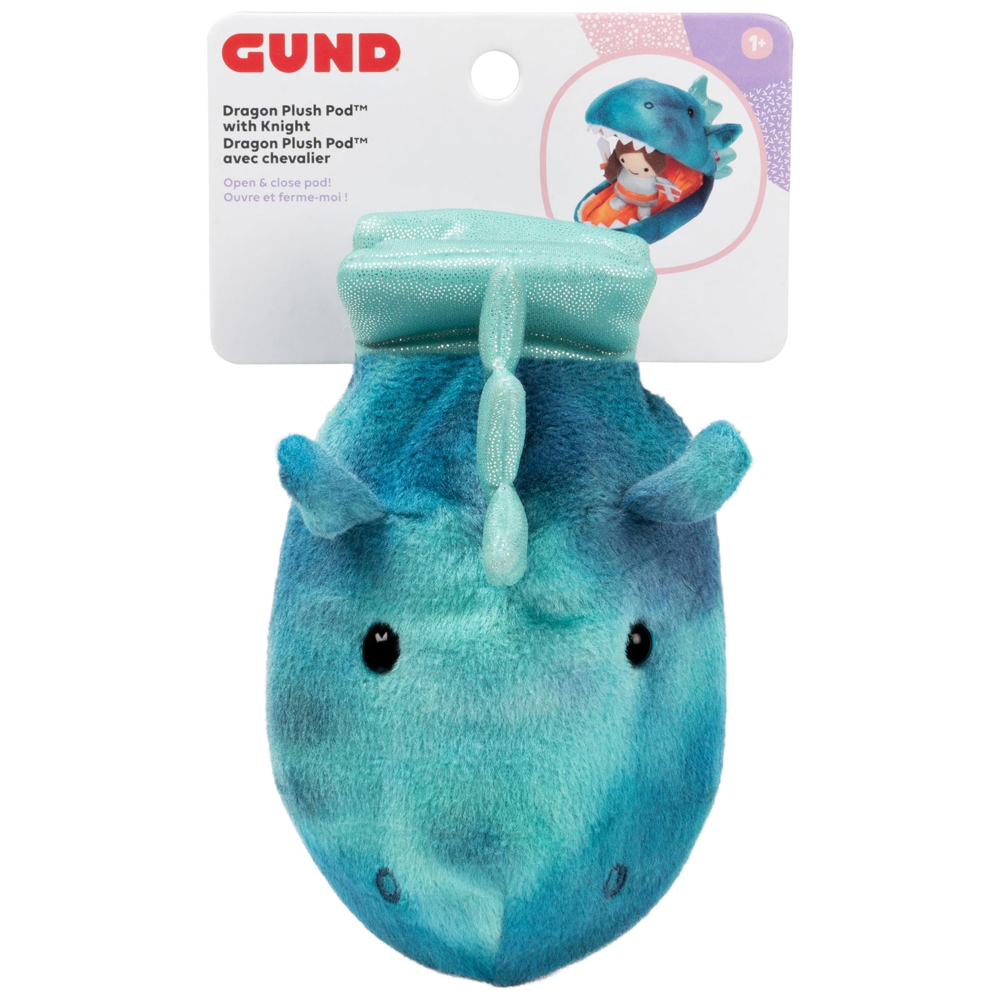 GUND Plush Pod - Dragon with Girl Knight, 9.5"