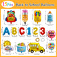 15 Pcs Back to School Balloons First Day of School Decorations Kit with School Bus Pencil Schoolbag & Crayon Box Foil Mylar Balloons for Classroom