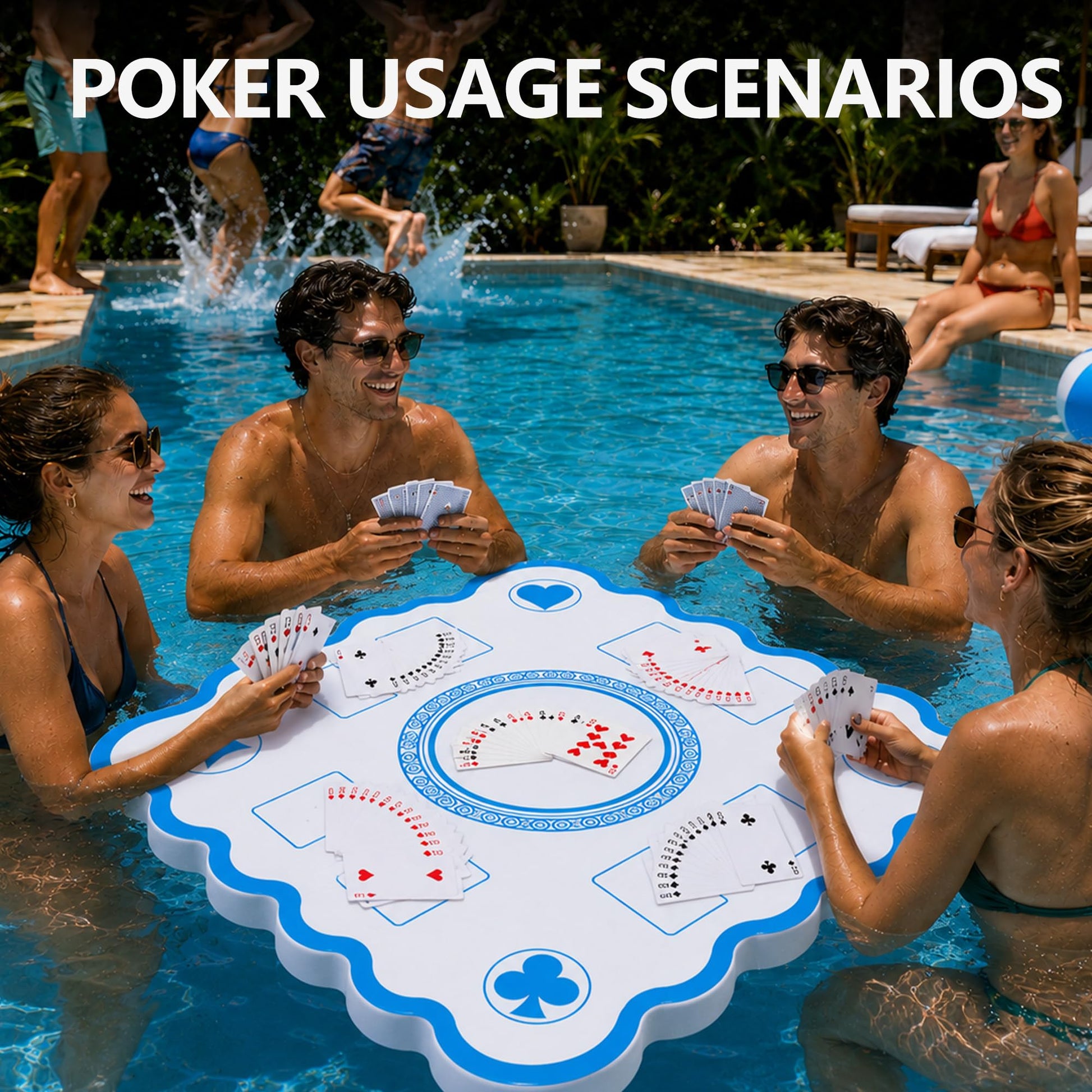 Floating Mahjong Table for Pool, Double-Sided Waterproof Game Tray for Mahjong, Poker, Cards & Dominoes - Portable Water Float Board for Adults, Hot