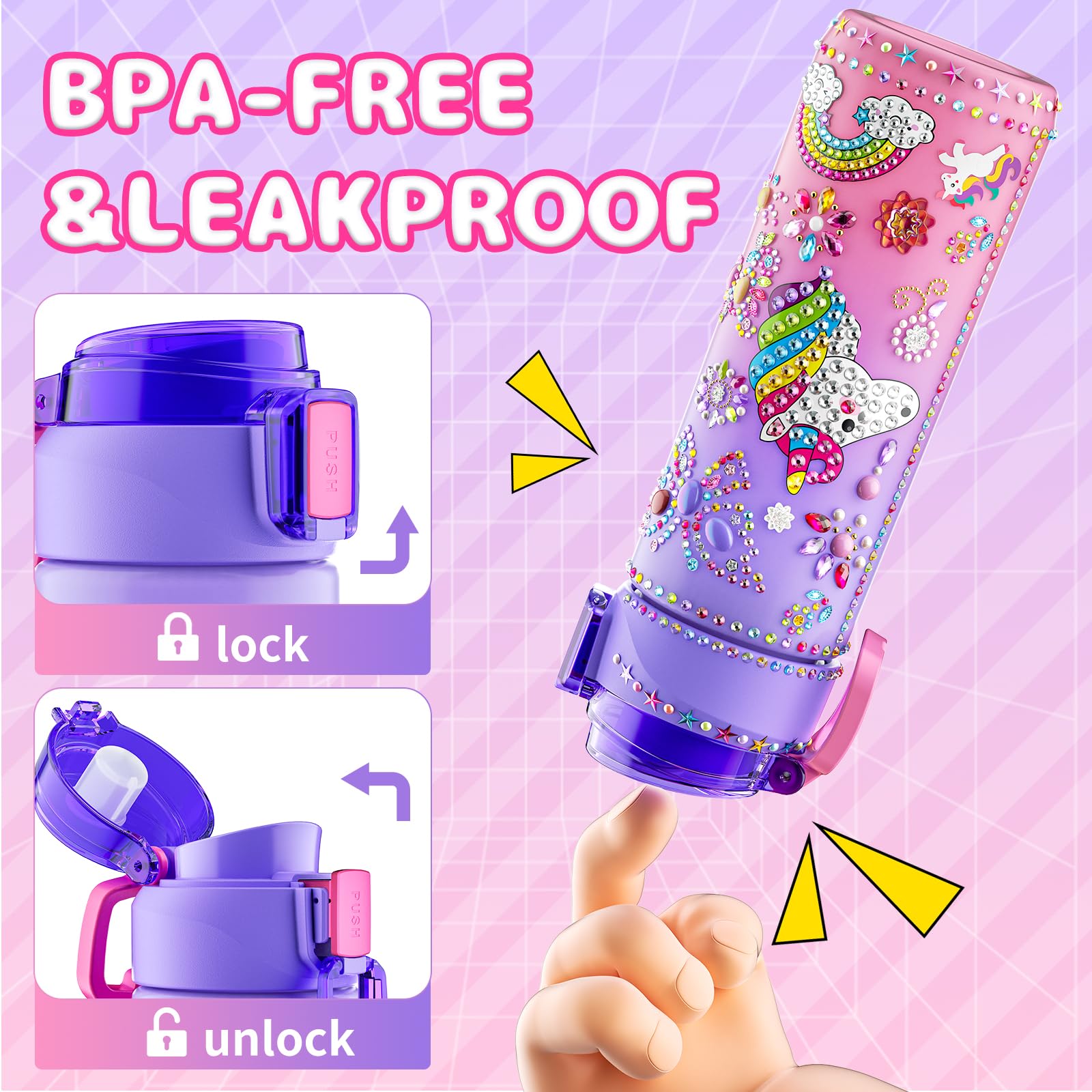 BOOH Gifts for Girls 4-12, Decorate Your Own Water Bottle Kits for Girls, Unicorn Diamond Painting Toys & Friendship Bracelet Kit, Fun Arts Crafts