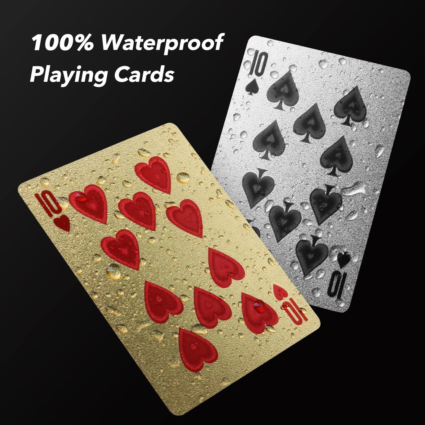 INTEGEAR 2 Decks of Playing Cards, Gold 3D Embossed Patterned Poker Cards Plastic PET Waterproof Playing Cards Luxury Magic Trick Game Tool Gift