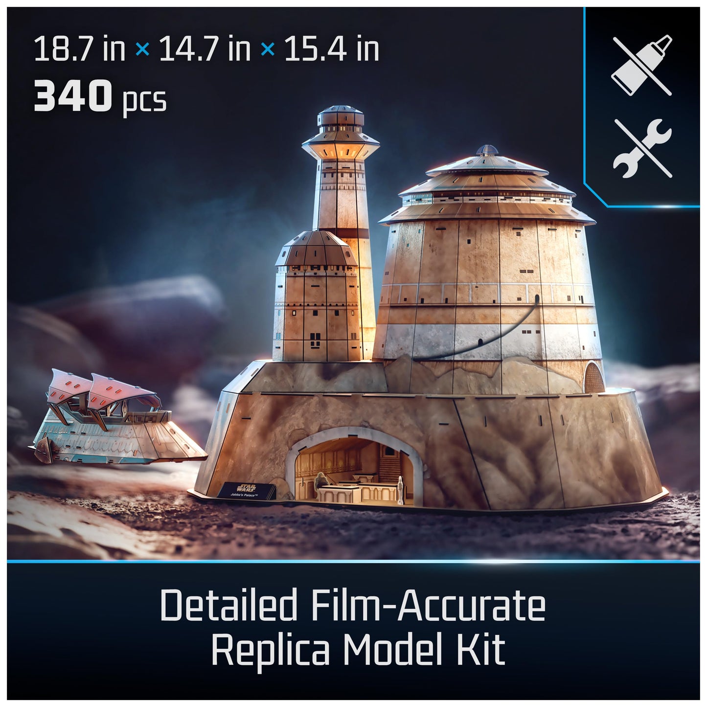 4D Build, Star Wars Jabba’s Palace 3D Model Kit, Star Wars Collectibles & Desk Décor, Adult Puzzles, Building Toys, 3D Puzzles for Adults & Teens, 340