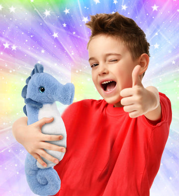 DolliBu Blue Seahorse Super Soft Stuffed Animal, Cute Realistic Stuffed Animals for Girls, Boys, Adults Animal Gifts, Kids Zoo Ocean Nursery Decor
