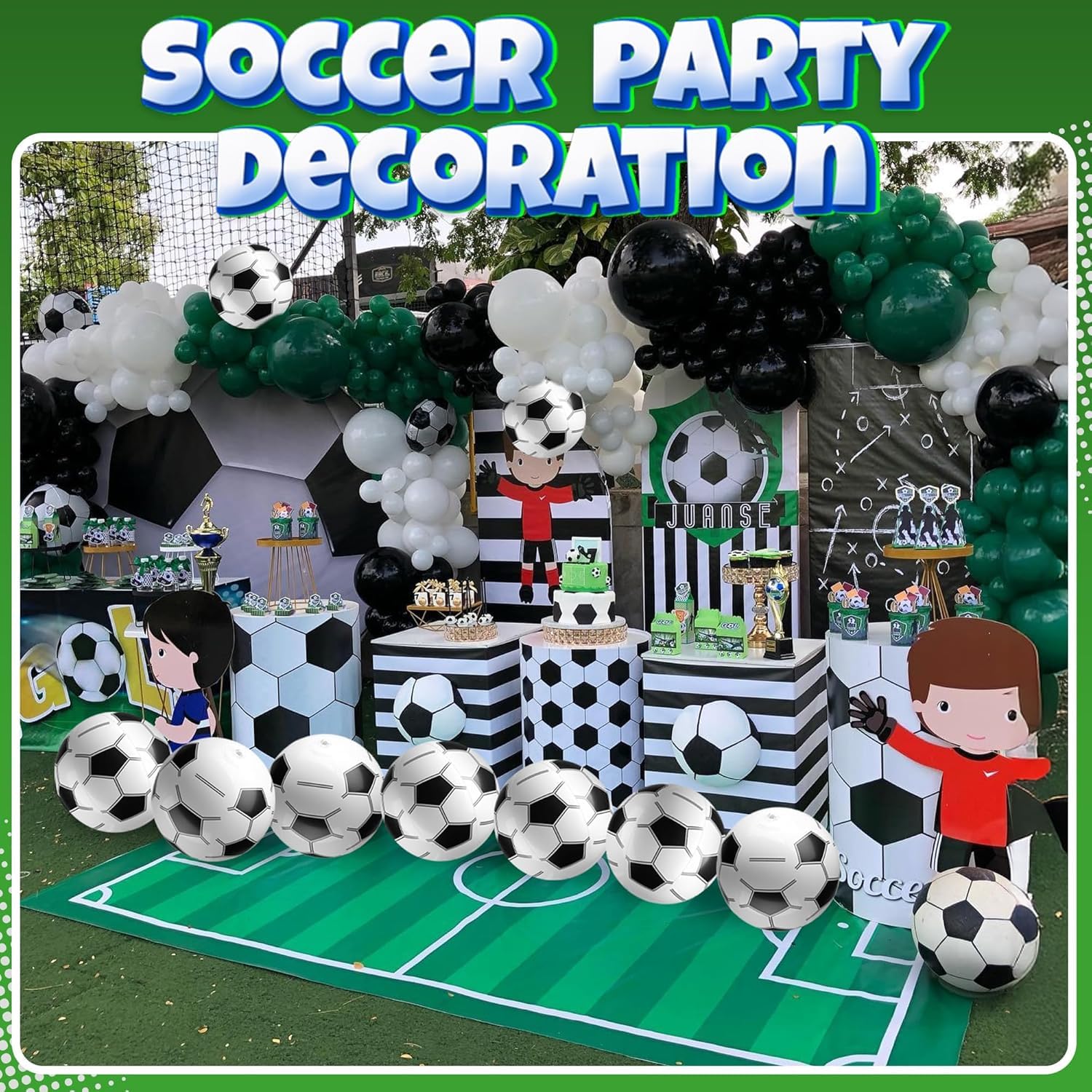 Inflatable Soccer Balls (Pack of 12) 16-inch, Soccer Party Beach Balls Bulk