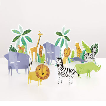 Animal Safari Table Decorating Kit - Pack of 5 - Multicolor Cardstock Centerpieces, Perfect for Kids' Birthdays & Themed Parties