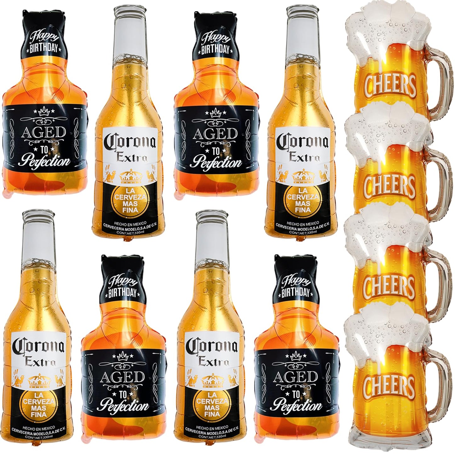 12PCS Corona Whiskey Bottle Beer Mug Mylar Helium Balloons, Men Women Boys Girls Beer Themed Birthday Bachelor Party Decoration, Engagement Decoration
