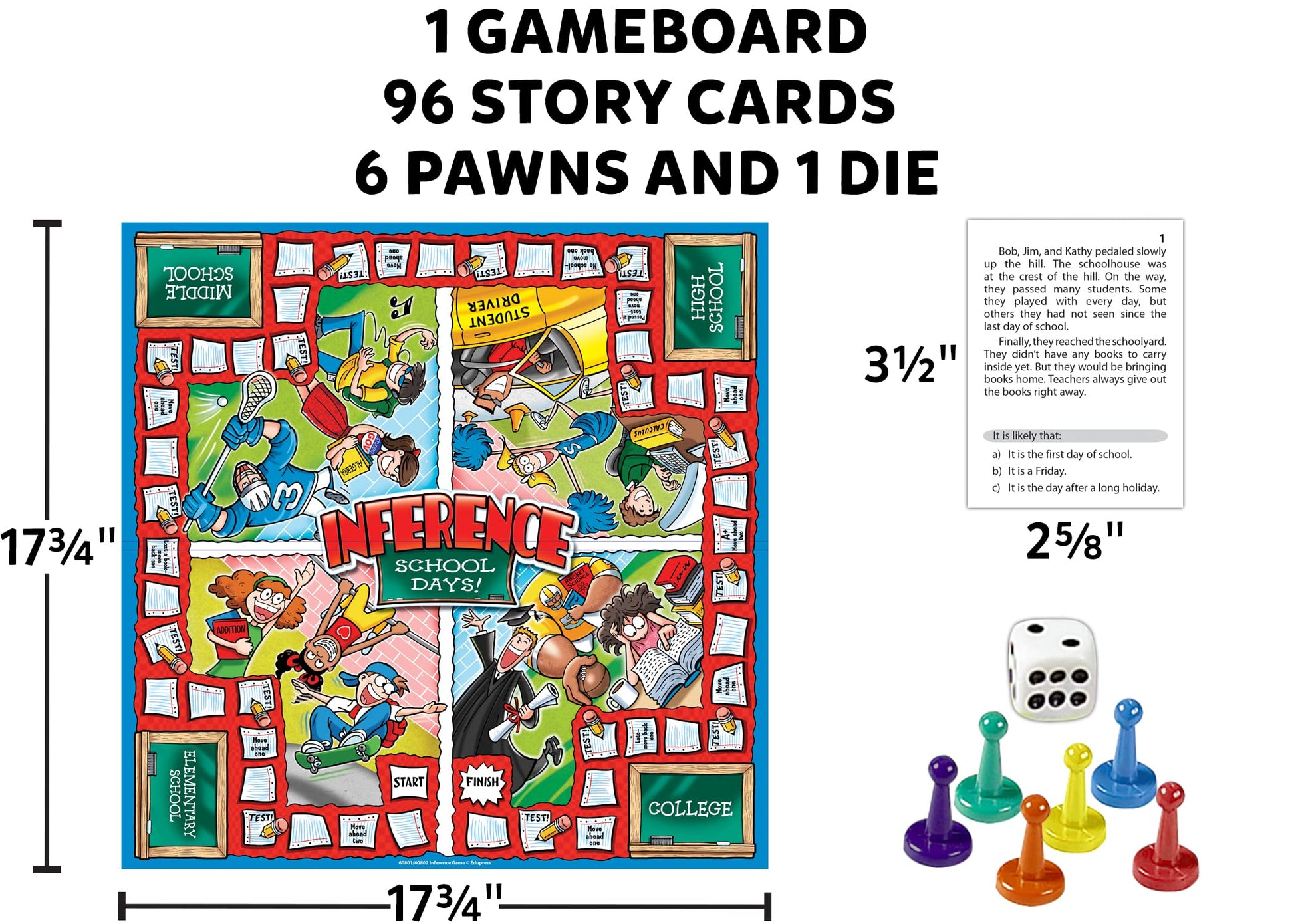 Edupress Inference School Days Game, Blue Level, 2-4 Players, Ages 8+, EP60801