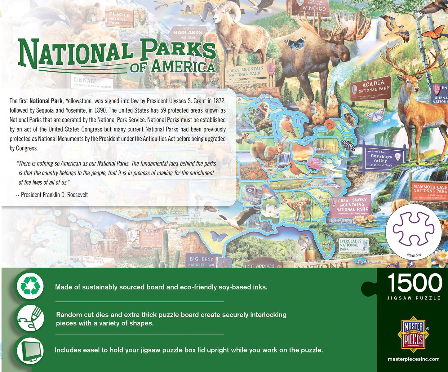 MasterPieces 1500 Piece Jigsaw Puzzle for Adults, Family, Or Youth - USA National Parks - 23.5"x34"