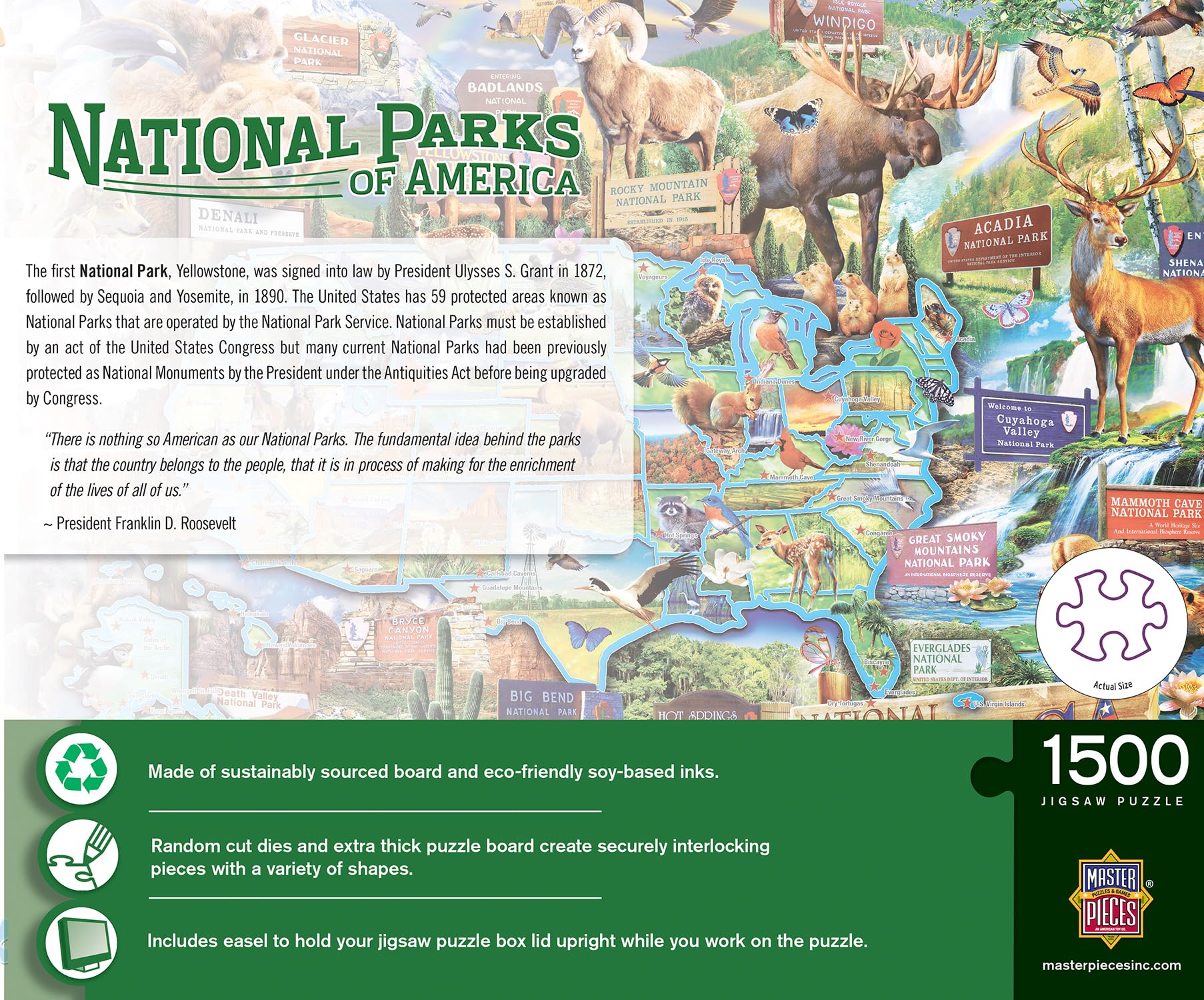 MasterPieces 1500 Piece Jigsaw Puzzle for Adults, Family, Or Youth - USA National Parks - 23.5"x34"