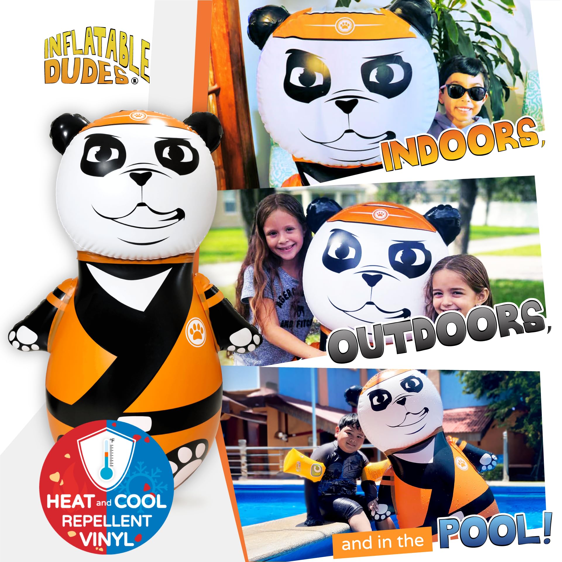 INFLATABLE DUDES Panda Toy 47" - Kids Punching Bag | Sand-Base