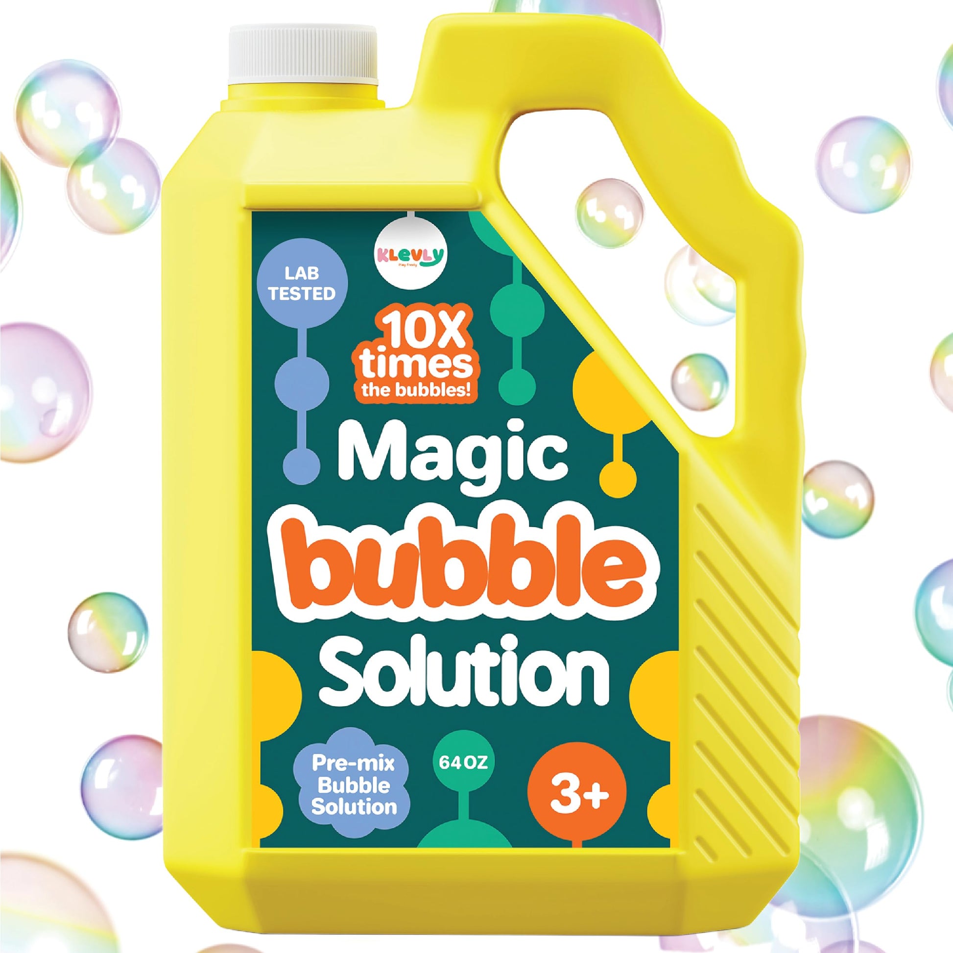 64 oz Iridescent Bubble Solution Refill | Non-Toxic Pre-Mix Bubble Refill Solution No Mixing or Measuring Required | Bubbles for Kids | Bubbles Bulk |