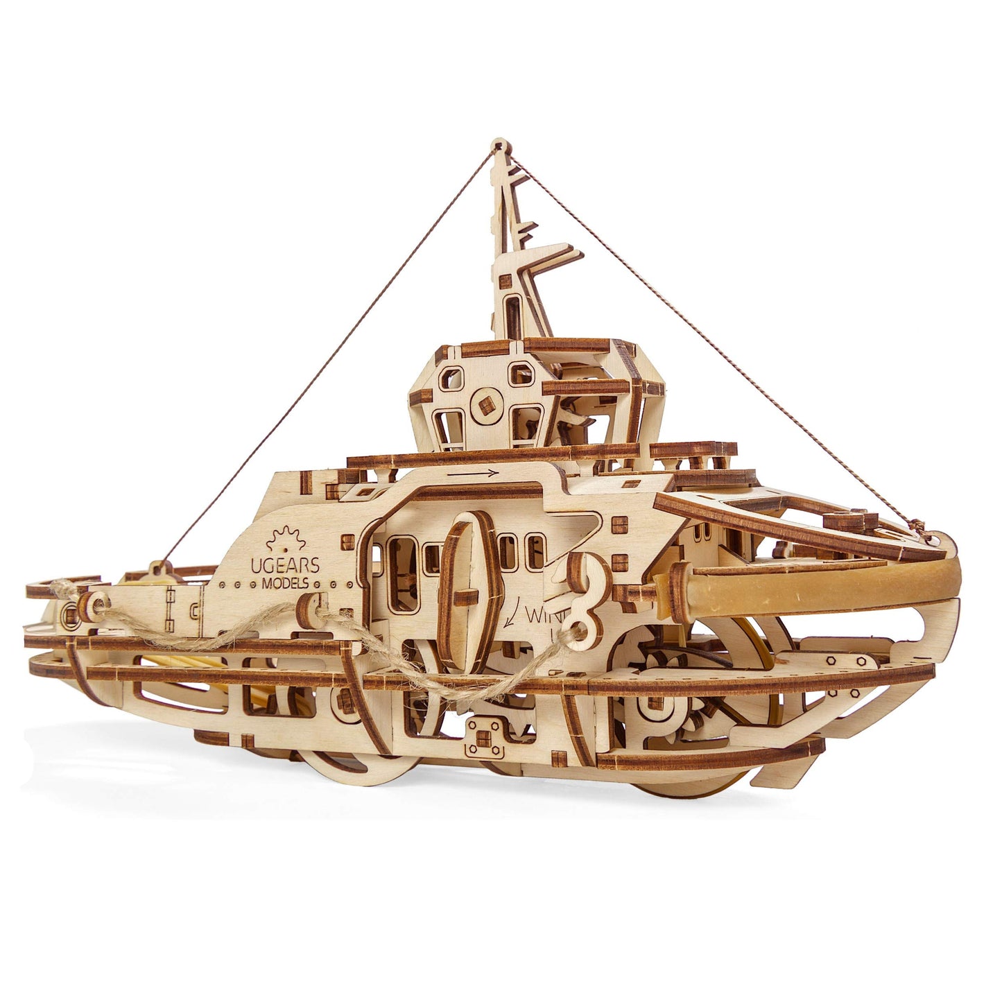 Tugboat Ugears 3D Mechanical Wooden Model for Self Assembling, DIY, Brainteaser
