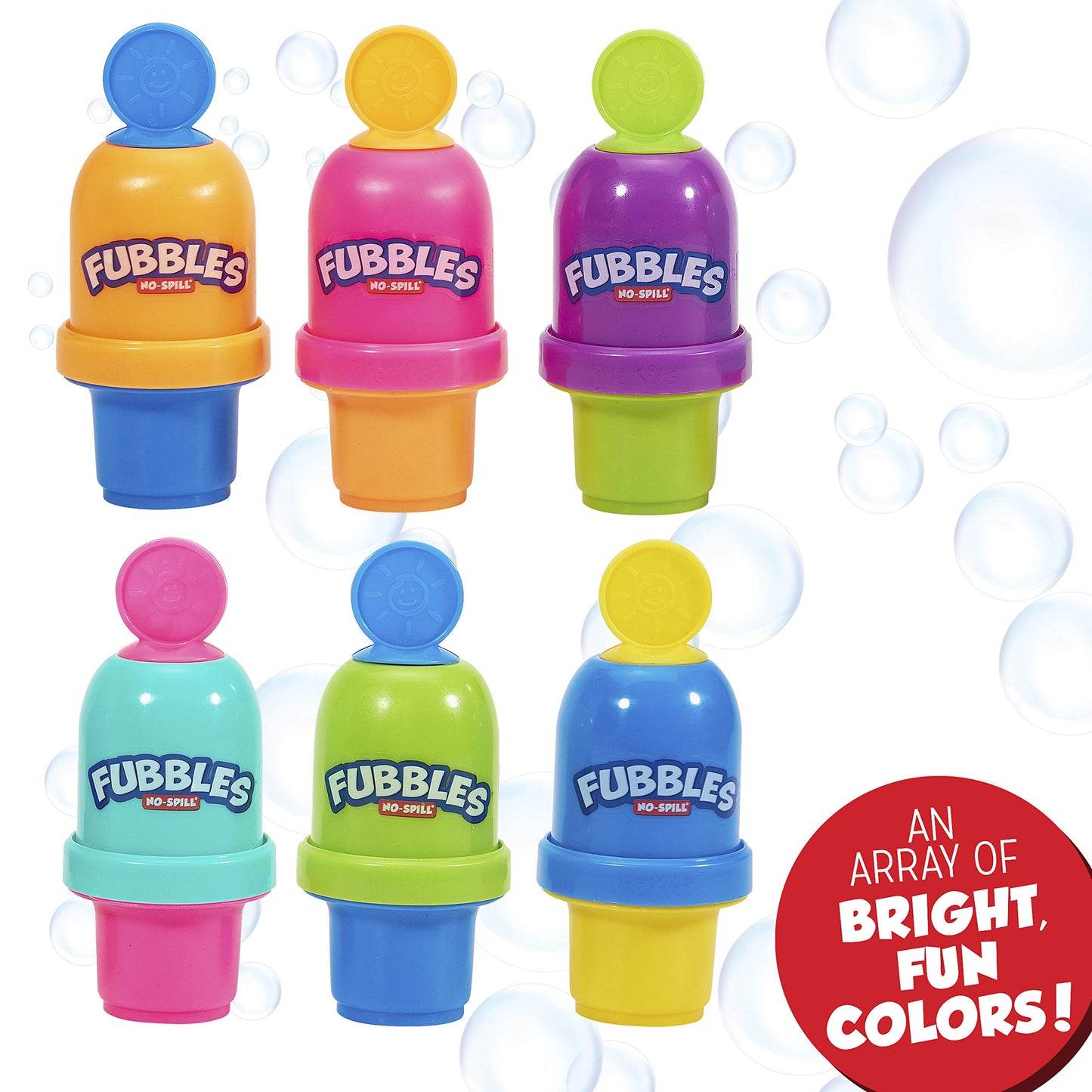 Fubbles Bubbles No Spill Bubble Tumbler Minis Party Favor 12 Pack | Bubble Toy for Babies Toddlers and Kids of All Ages | Includes 2oz Bubble Solution